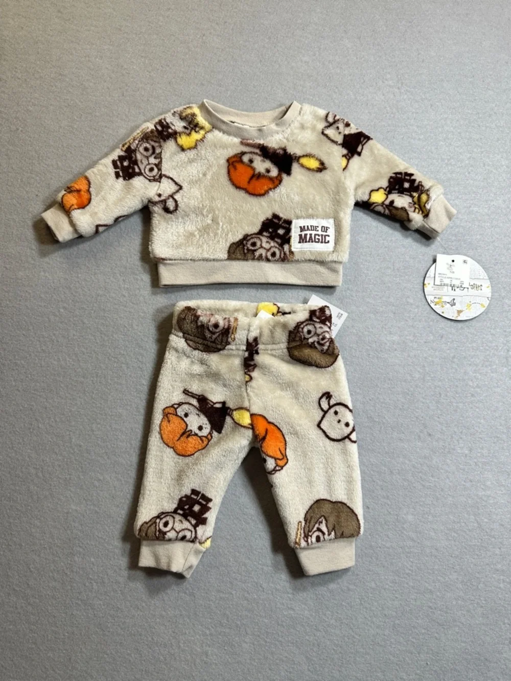 Harry Potter Infant Plush Outfit Set Newborn Owl Print Top Pants‎ NEW With Tags